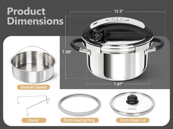 pressure cooker stainless steel pressure cooker with steamer and glass lid for multi-use