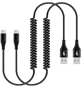 Retractable Auto Type C Cord Fast Charging 2Pack 5ft Spring USB C Cable for Car Coiled for iPhone...