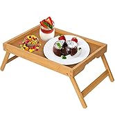 Artmeer Bed Tray Table with Folding Legs,Bamboo Breakfast in Bed for TV Table, Laptop Computer Tr...