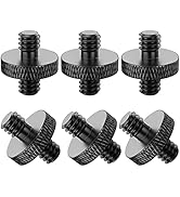 Rigych 1/4 Male to 1/4 Male Threaded Tripod Screw Adapter - 6 Pcs (Black) for DSLR, Mic Stand, Ca...