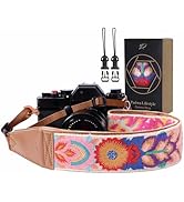 Padwa Lifestyle Colorful Knit Camera Strap - 2" Full Grain Leather Ends Camera Straps for Photogr...