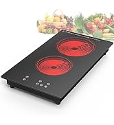 GIHETKUT Electric Cooktop,Built-in and Countertop Electric Stove Top, 2100W 110V Electric Burner ...