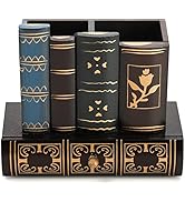 Tosnail Decorative Pen Holder with Storage Drawer, Wooden Pencil Holder Organizer, Antique Librar...