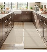 MontVoo Absorbent Kitchen Rug Sets Washable,Rubber Backing Runner Rugs Sets for Kitchen Floor Non...