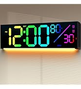 12" Digital Wall Clock: 2-in-1 Wall Mount or Tabletop Clock, 11 RGB Clocks for Classroom Dorm Gam...