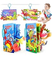 Helsort Soft Baby Books for 0-18 Months, 2PCS Crinkle Cloth Books - Forest and Ocean Themes, Tumm...