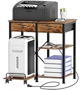 Akxomel Printer Stand with Charging Station, Paper Shredder Stand with Adjustable Open Storage Sh...