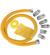 48"Gas Hose Connector Kit Gas Line for Dryer, Water Heater, Stove- 5/8 In. OD (1/2 In. ID) 1/2 In...