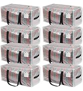 VTSVTS 8 Pcs Reusable Clear Large Moving Bags, Storage Bags with Zipper &amp; Black Reinforced Side H...