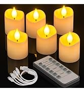 PChero Flameless Candles with Remote Timer, 6 Packs Rechargeable Tea Lights Flickering LED Votive...
