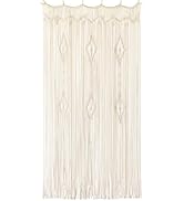 IOWER Macrame Curtain Long Cotton Window Panel Boho Curtains for Bedroom Wedding Backdrop Room Di...