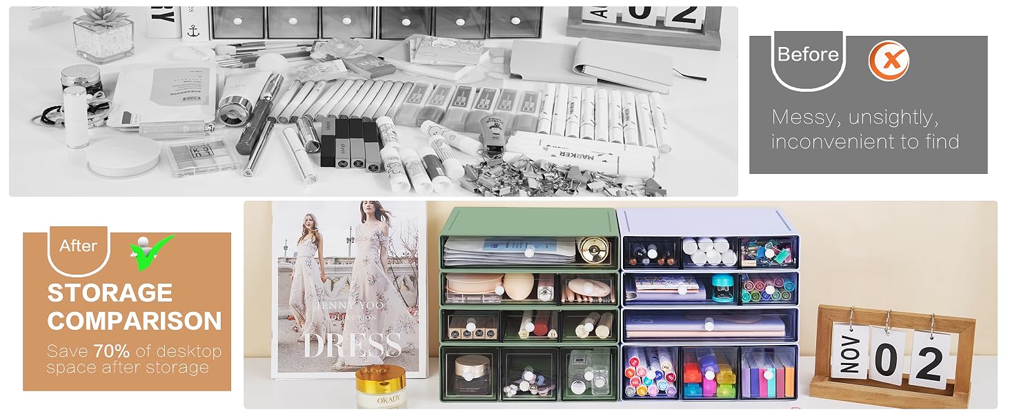 4 Tiers Stackable Desktop Craft Storage Drawers