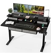 Kingant 55 x 30 Inch Electric Standing Desk with 4 Drawers, Adjustable Height Computer Desk for H...