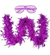 Daieeparty Turkey Chandelle Feather Boas 2 Yard with Glasses for Party Halloween Costume Decorati...