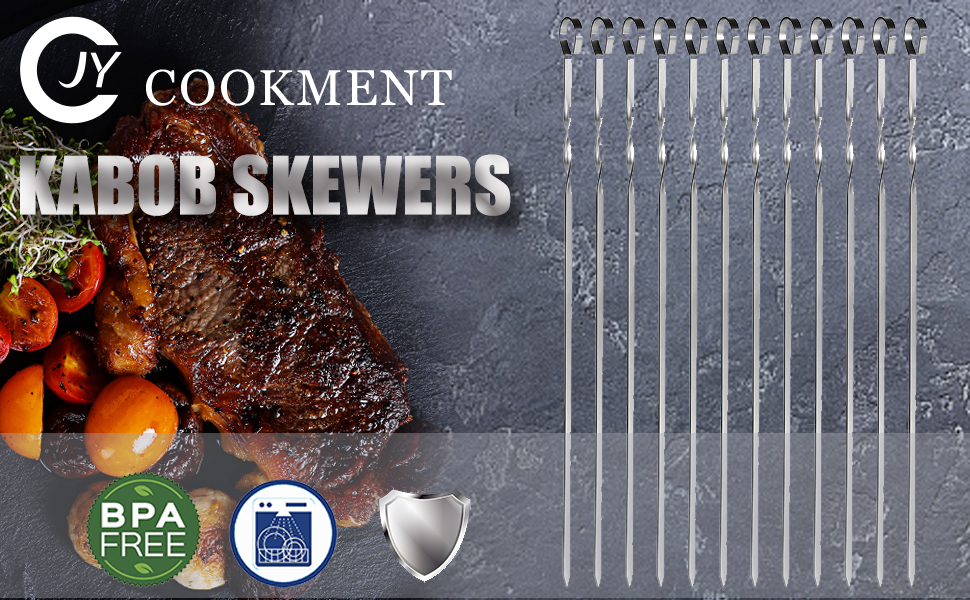 12PCS JY COOKMENT metal skewers