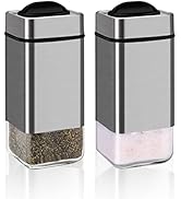 Salt and Pepper Shakers by Aelga, Salt Shaker with Adjustable Pour Holes, Glass Salt Pepper Shake...
