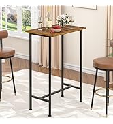 Counter Height Bar Table for Small Space, Easy Assembly High Top Pub Table with 15.74"W*23.62"L W...