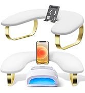 Nail Arm Rest with Rotating Phone Holder, Arm Rest for Nails Tech, PU Leather Nail Tech Arm Rest,...