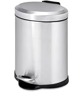 Honey-Can-Do TRS-01448 Oval Stainless Steel Step Can, 5-Liter,grey , Silver