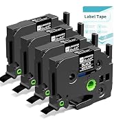 D210S H1100 E1000 Label Maker Tape Black, 12mm 0.47 Laminated Black Tape for D480BT P780BT Labele...
