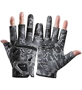 Bawnhaw Camo Fishing Gloves Men Women UV-Protection, Anti-Slip Wear-Resistant Elastic Quick-Dryin...