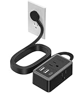 NTONPOWER Flat Extension Cord 10 ft, Extension Cord Flat Wall Plug with 3 Outlets 3 USB (1 USB C)...