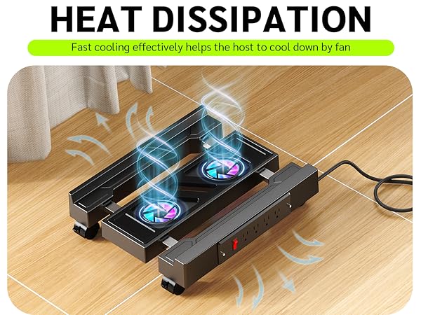 ADJUSTABLE COMPUTER TOWERSTAND WITH FAN