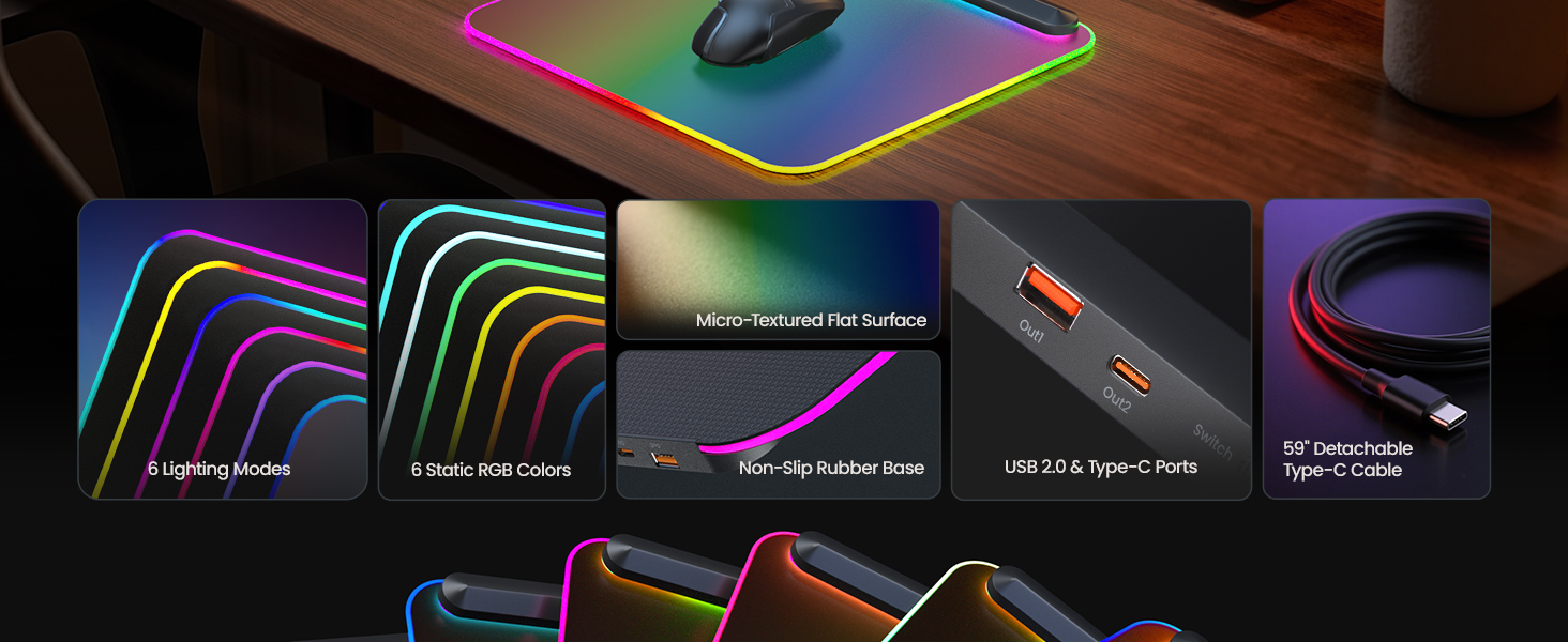 BladeHawks BX10 RGB Full Backlight Gaming Mouse Pad