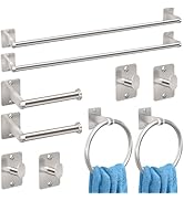 KLJKPA Brushed Nickel Bathroom Accessories Set, 10 Pieces Bathroom Hardware Set, 24 inch Towel Ba...