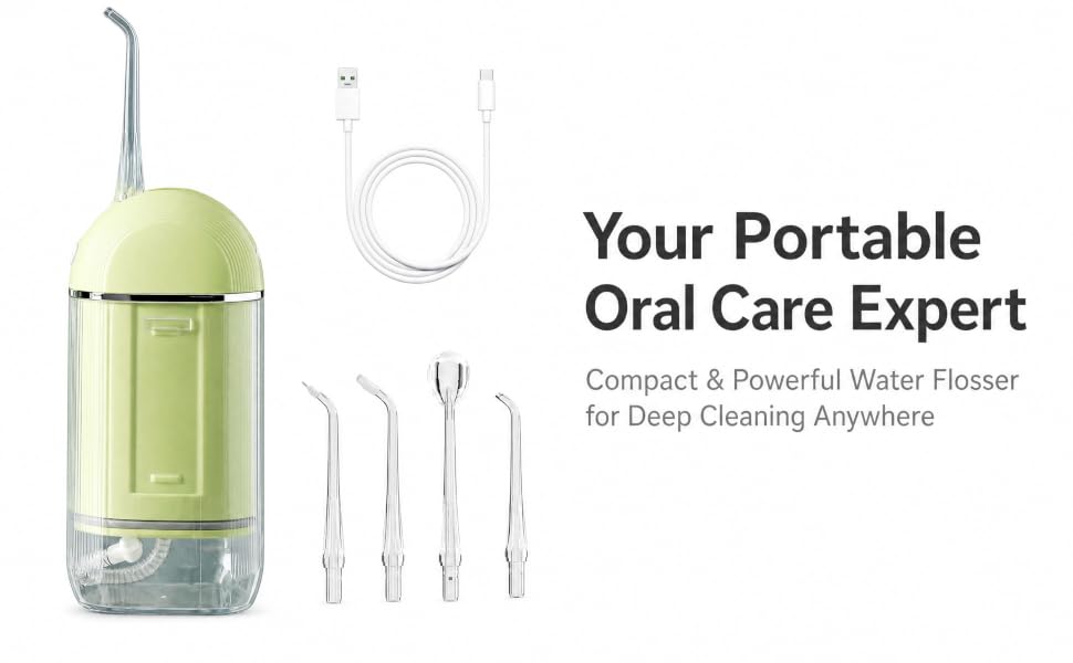 Portable rechargeable water flosser full set, compact oral irrigator for travel and home oral care