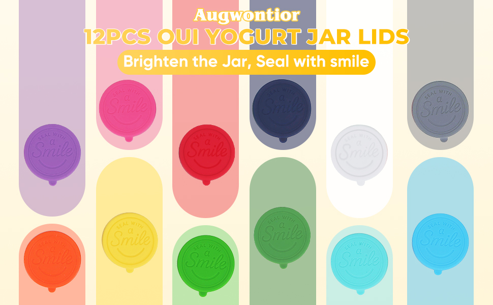 12 Pack Food-Grade and Colorful Oui Yogurt Jar Lids
