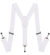 Juroicessry White Child Kids Girls Boy Suspenders Braces,Adjustable Clip on Y-Back Elastic Suspen...