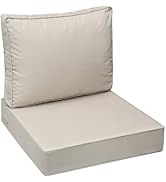 AAAAAcessories Outdoor Deep Seat Cushions with Double Welted Pillow, Waterproof, Fade-Resistant P...