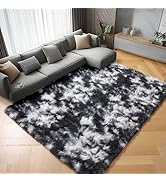 ONASAR Black and White Area Rugs for Living Room, 5x8 Fluffy Bedroom Rug, Soft Plush Shag Floor C...
