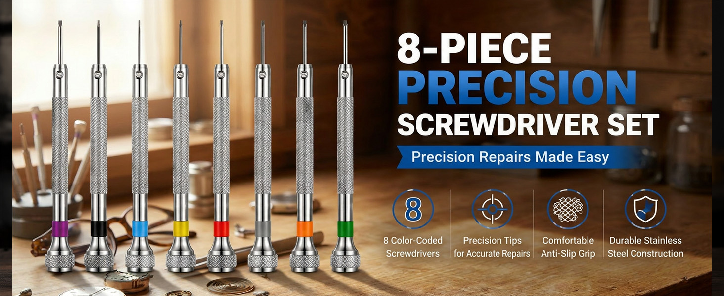 8-Piece Watch Repair Screwdriver Set
