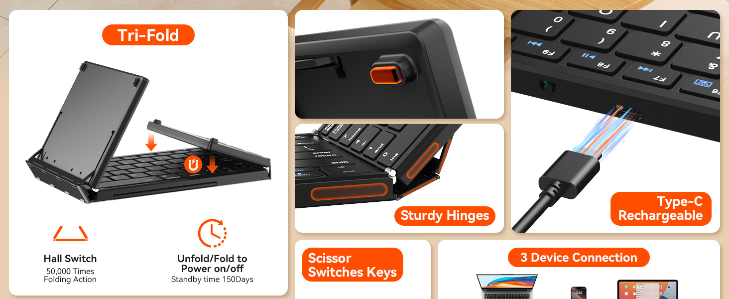 Tri-Fold Wireless Keyboard