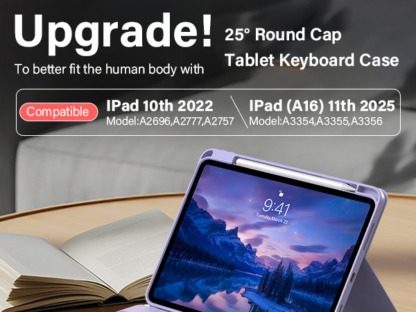 25° Round Cap Tablet Keyboard Case