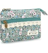 JINSI Mini Floral Coin Purse for Women, Small Cute Handmade Cotton Zip Wallet, Portable Vintage C...