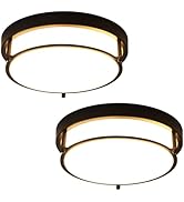 QHANTOMIZE 2 Pack Black Flush Mount Ceiling Light, 12 inch Hallway Light Fixtures Ceiling, 2-Ligh...