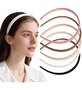 Zilotusnte Women's Thin Headbands 5 Pack - Non Slip Knitted Hairbands, Fashion Solid Color Hair B...