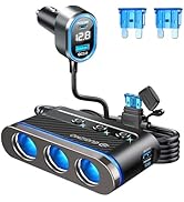 Eugizmo Cigarette Lighter Splitter Adapter, 300W Powerful USB C Cigarette Lighter Splitter Car Ch...