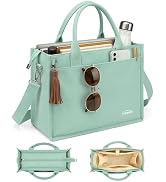 Aosbos Canvas Tote Bag for Women With Zipper,Laptop Compartments-Large Everyday Purse With Water ...