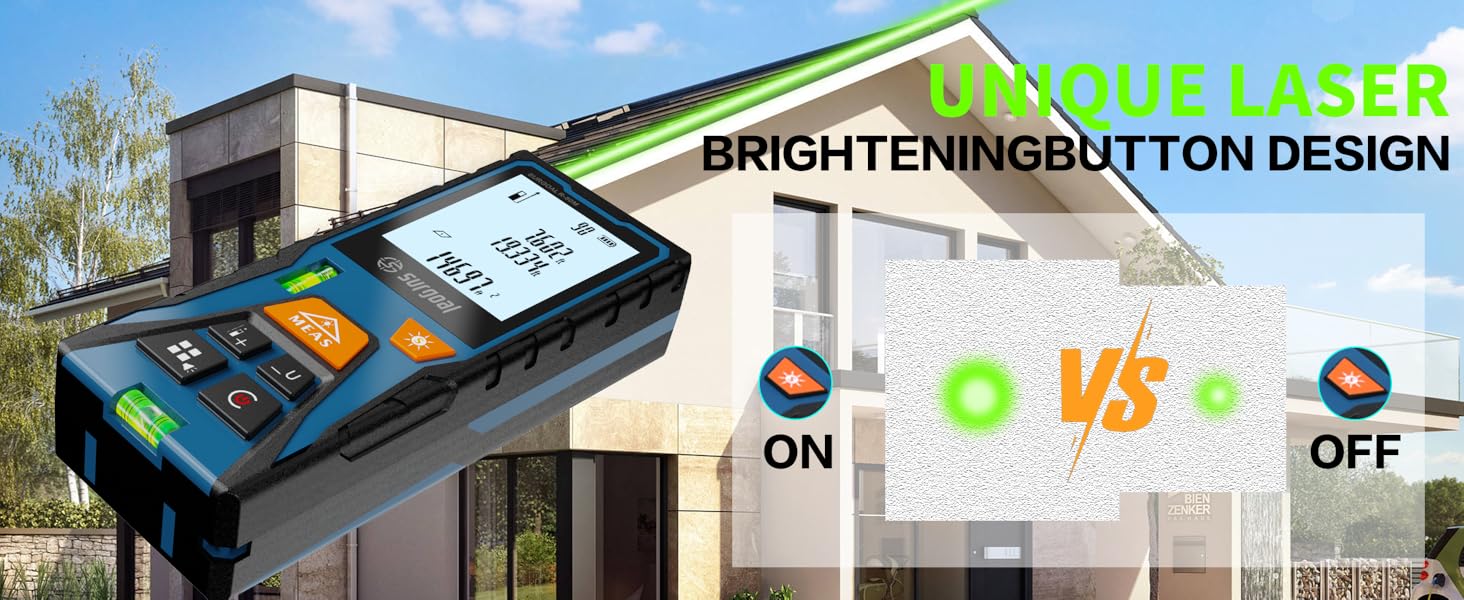a unique laser brightening button for clearer visibility in bright environments