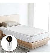 Comfytemp Heated Mattress Pad Twin Size, Foot Temp Diff Design &amp; Preheat Function &amp; Smart Downshi...