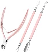Melodysusie 3Pcs Cuticle Trimmer Set, with Dual-Ended Cuticle Pusher and Cuticle Remover, Stainle...