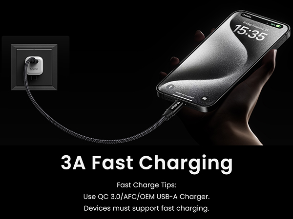 Fasgear USB to USB C Cable USB 3.2 Gen 2 10Gbps Data Transfer 3A Fast Charging