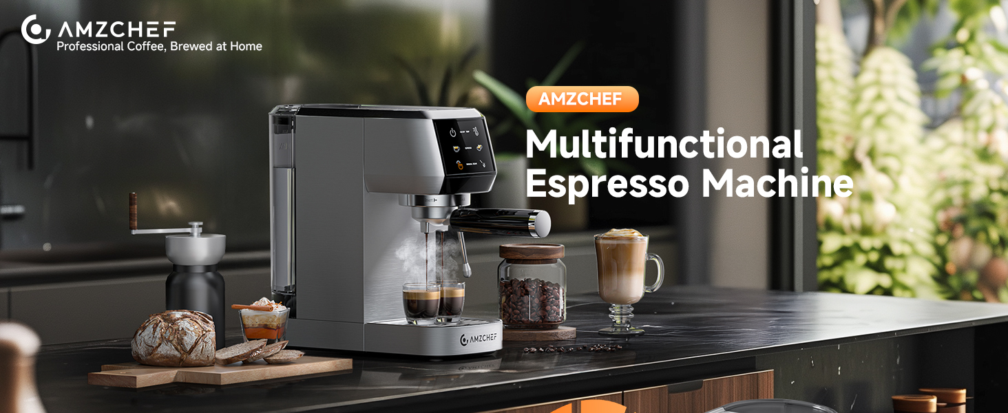 Professional Coffee, Brewed at Home AMZCHEF Multifunctional Espresso Maker