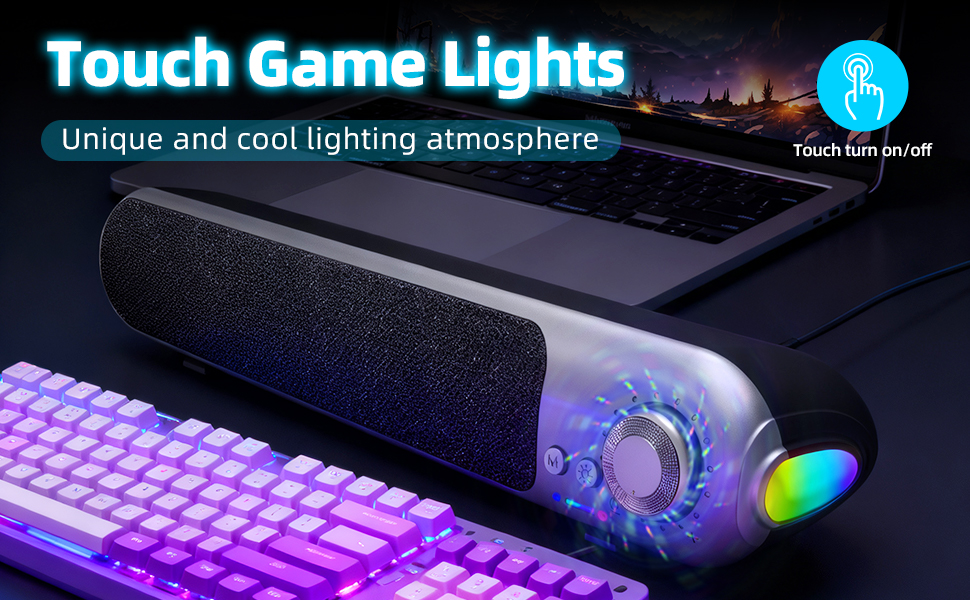 Computer Speakers for Desktop PC with 7 - Color Pulsating LED