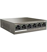 Tenda 6 Port 10/100Mbps Fast Ethernet Unmanaged PoE Switch-with 4 PoE Ports@58W (TEF1106P) | Desk...