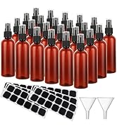 ABuff 60 Pack Plastic Spray Bottles 4oz Small Empty Fine Mist Spray Bottles Amber Clear Bottles f...